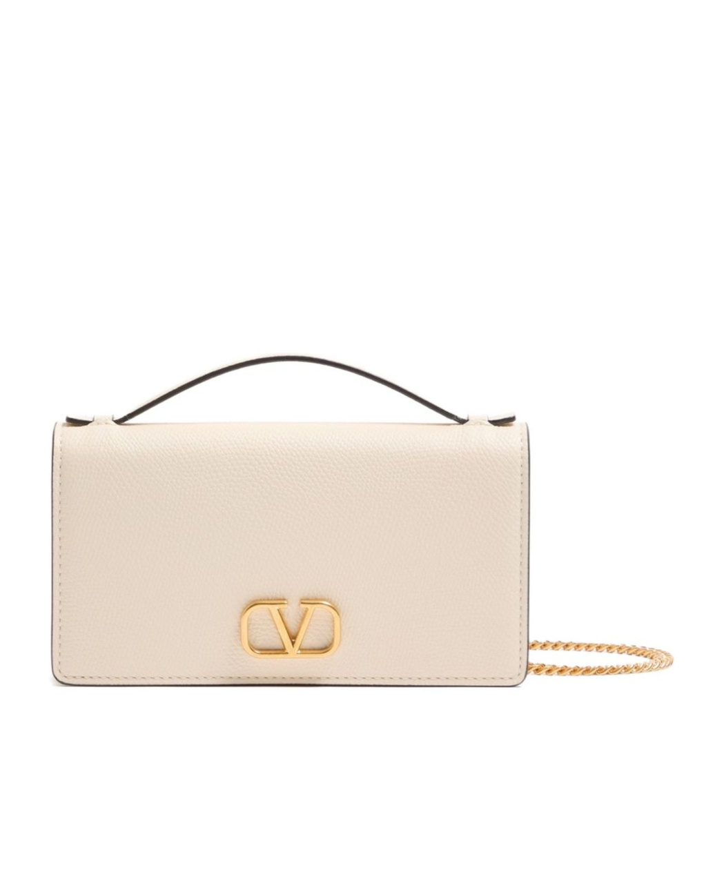 VLogo Signature grainy calfskin wallet with chain