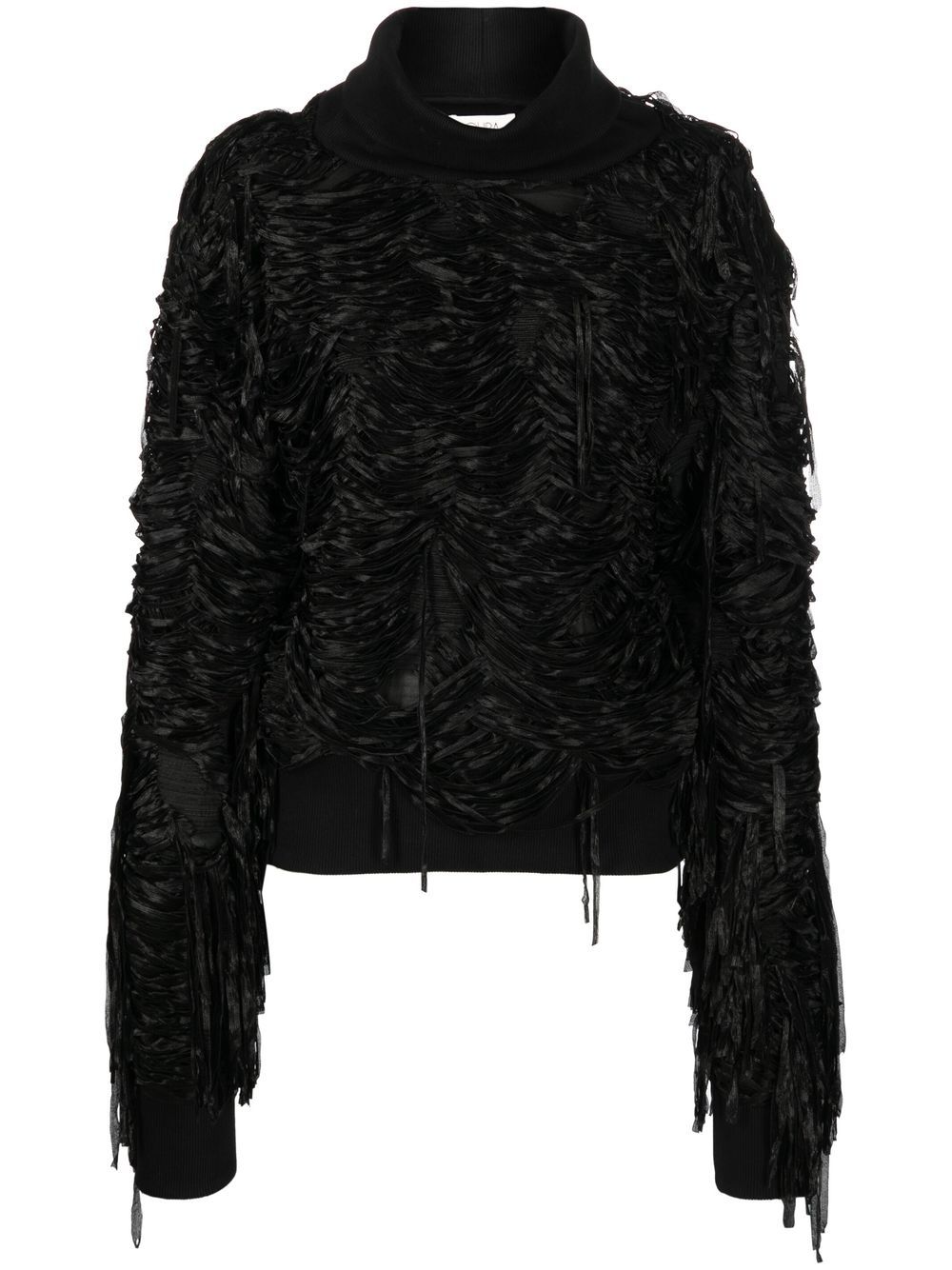 Fringed long-sleeve jumper - Black