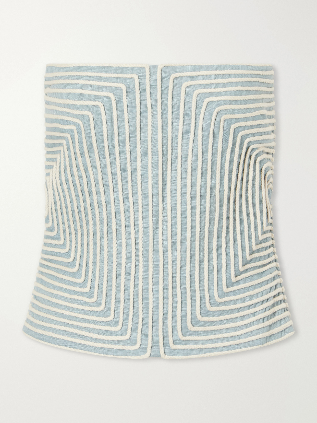 Nyota Alma Embroidered Linen And Cotton-blend Bustier Top - Green