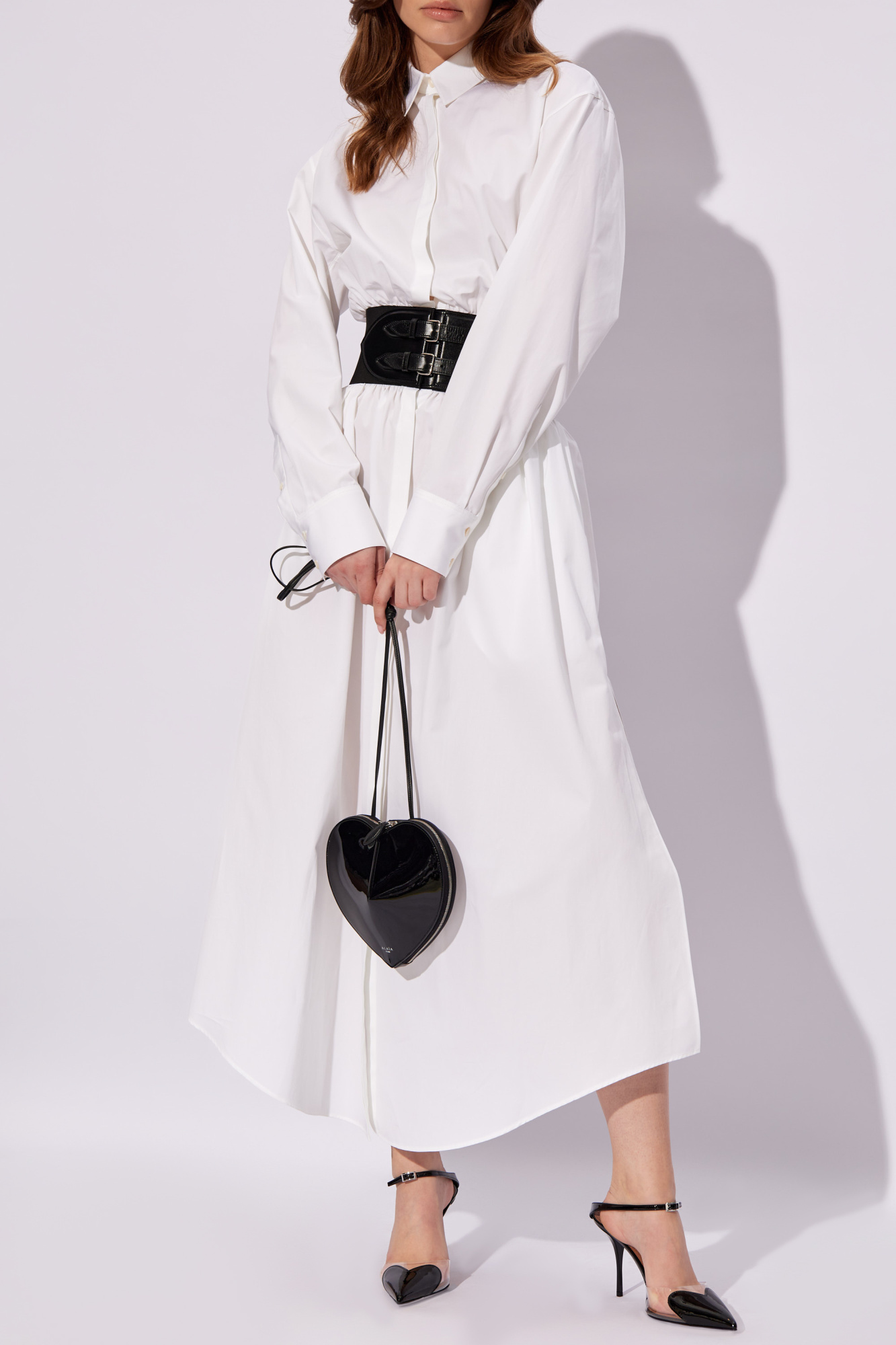 Dress With A Belt, Women's, White