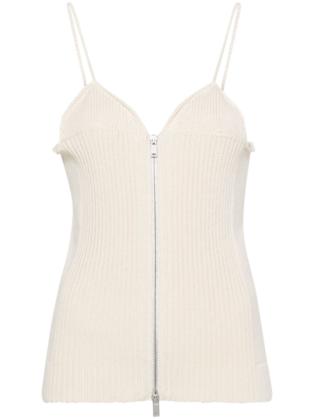 V-neck ribbed top - Neutrals