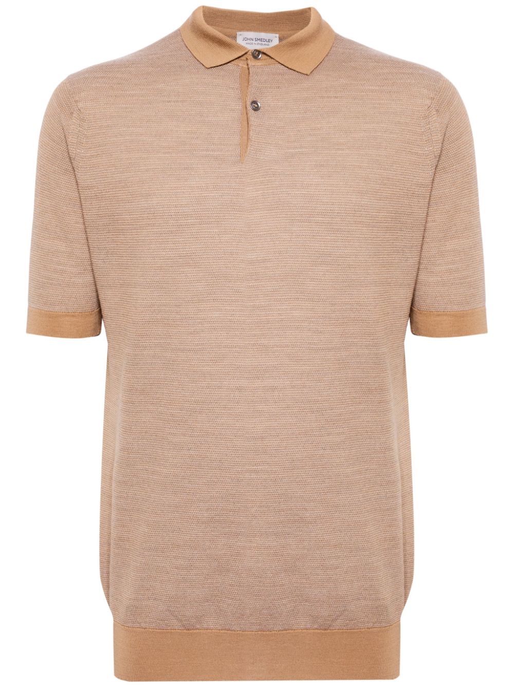 Short-sleeve wool polo shirt - Brown
