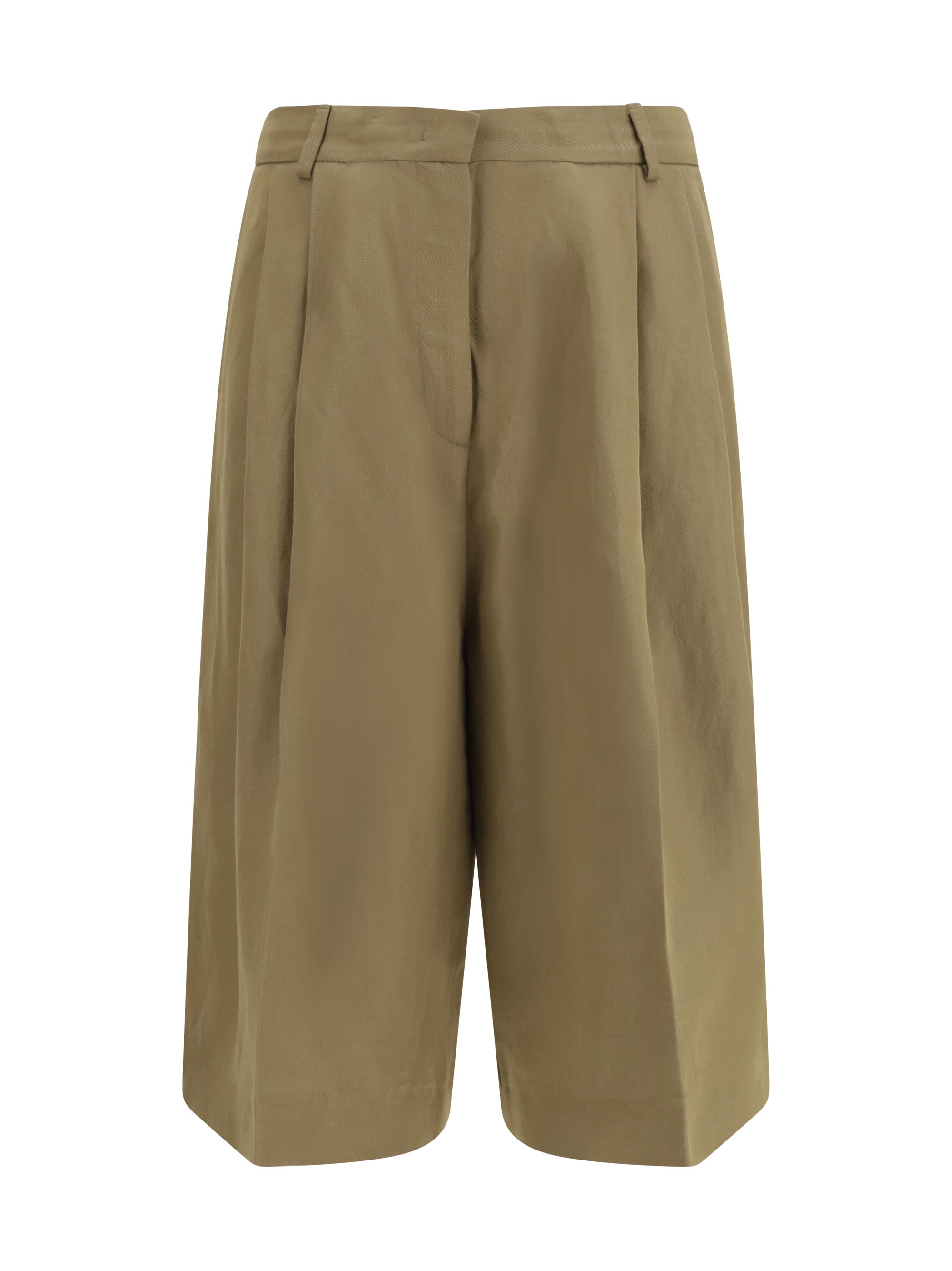 Pleated Viscose Trousers — Beige