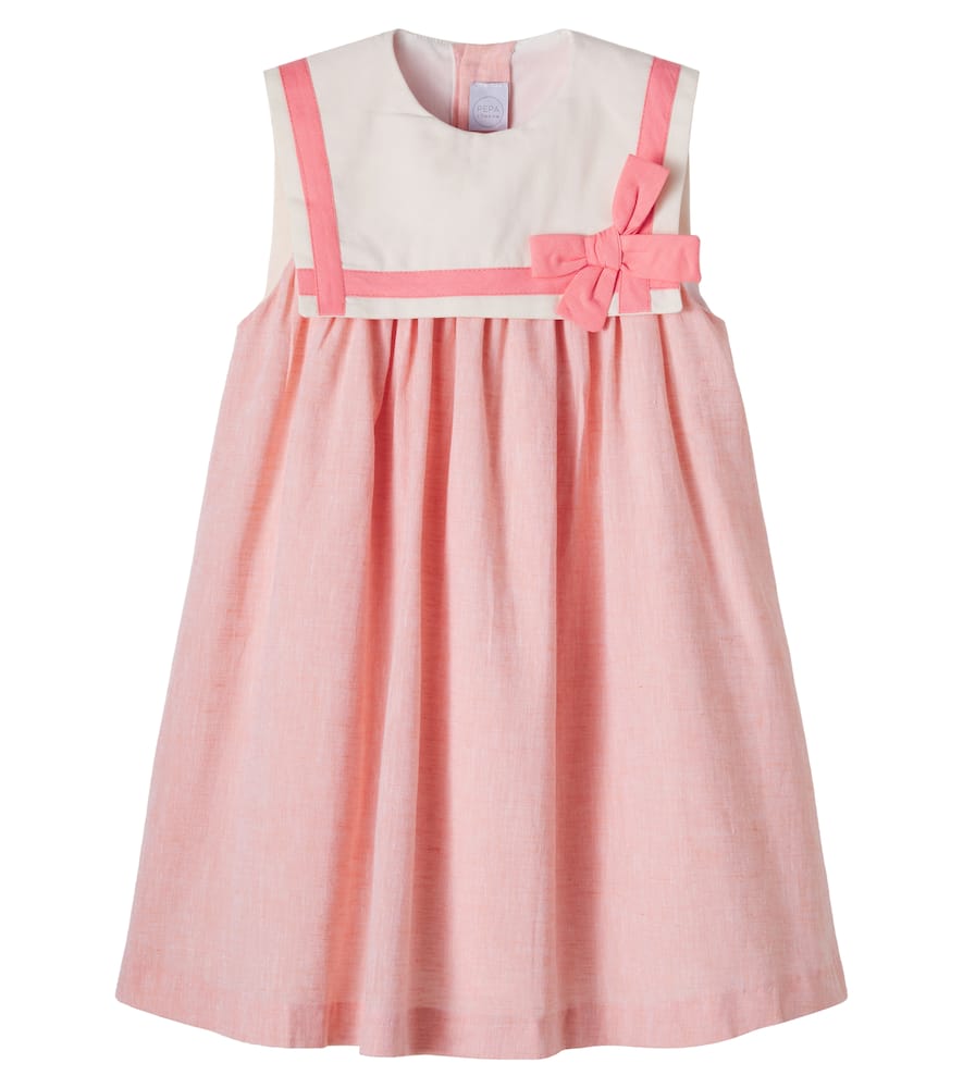 Gathered cotton and linen dress