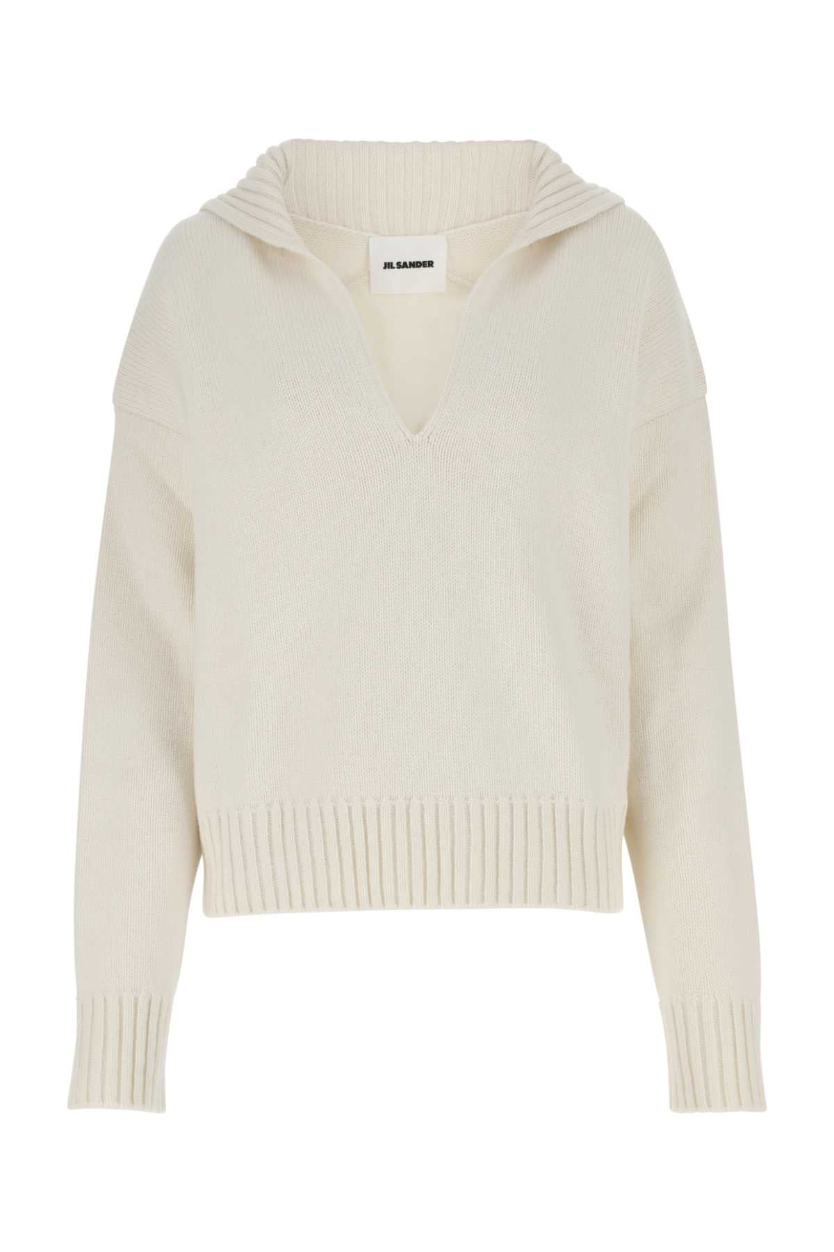 Cashmere Blend Hooded Sweater — White
