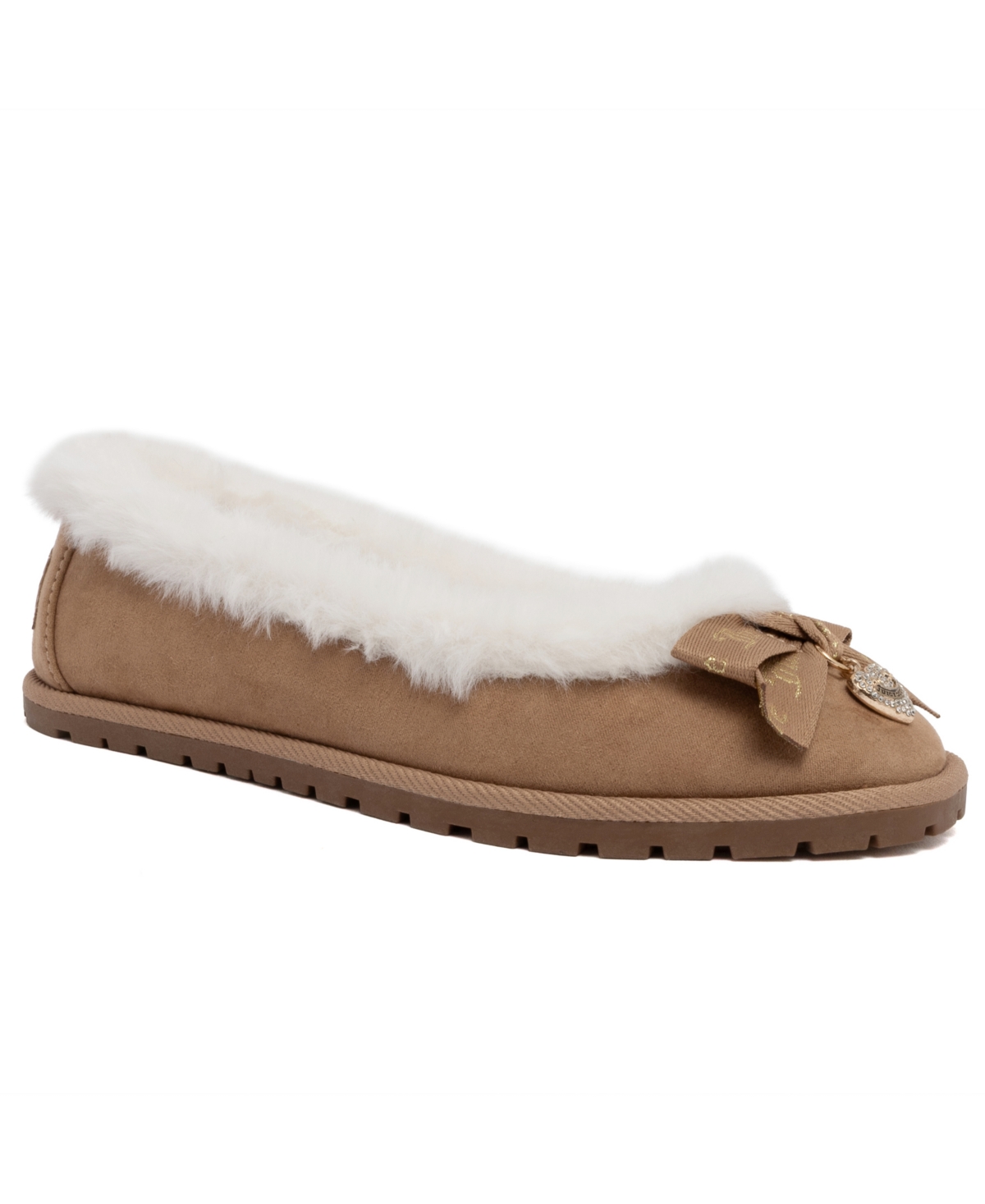Women's Bobby Plush Round-Toe Faux Suede Flats - Natural