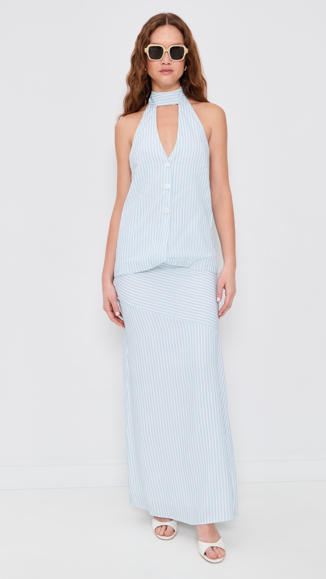 Dania Low Waist Maxi Skirt Blue Stripe
