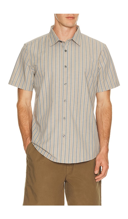 Rhone Brezza Linen Blend Short Sleeve Shirt in Brown. M. Also in S, L, XL/1X, XXL/2X