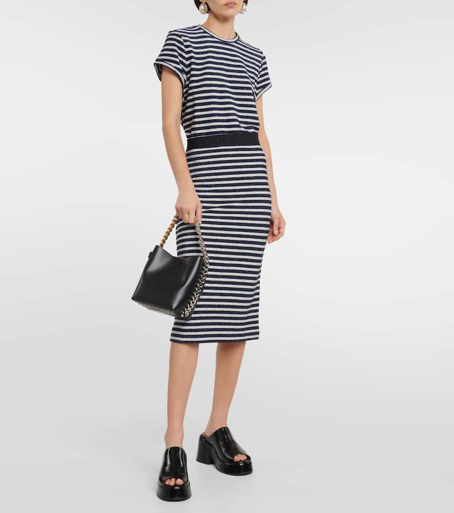 Endless Shimmer striped jersey midi skirt