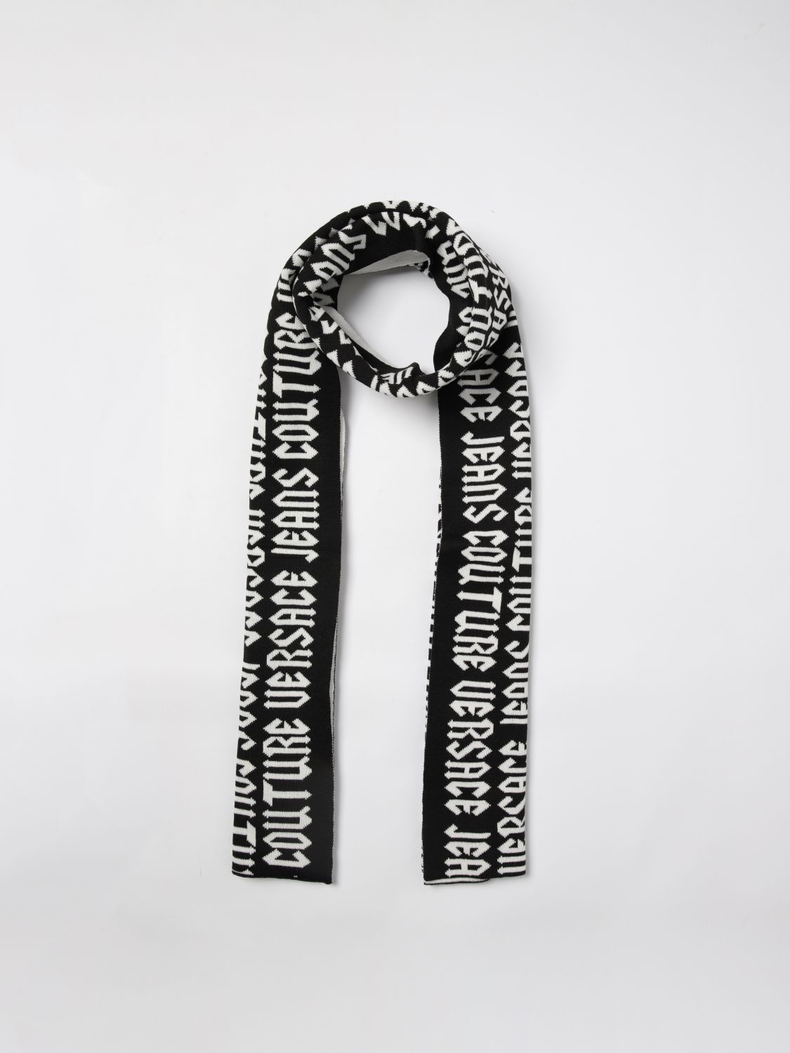 Intarsia-logo scarf - Black