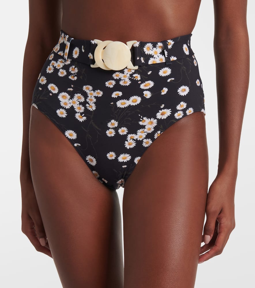 Discret floral high-rise bikini bottoms