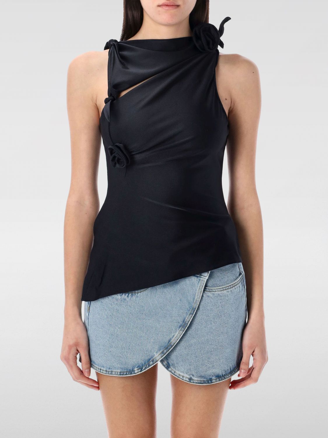 Asymmetric flower top - Black