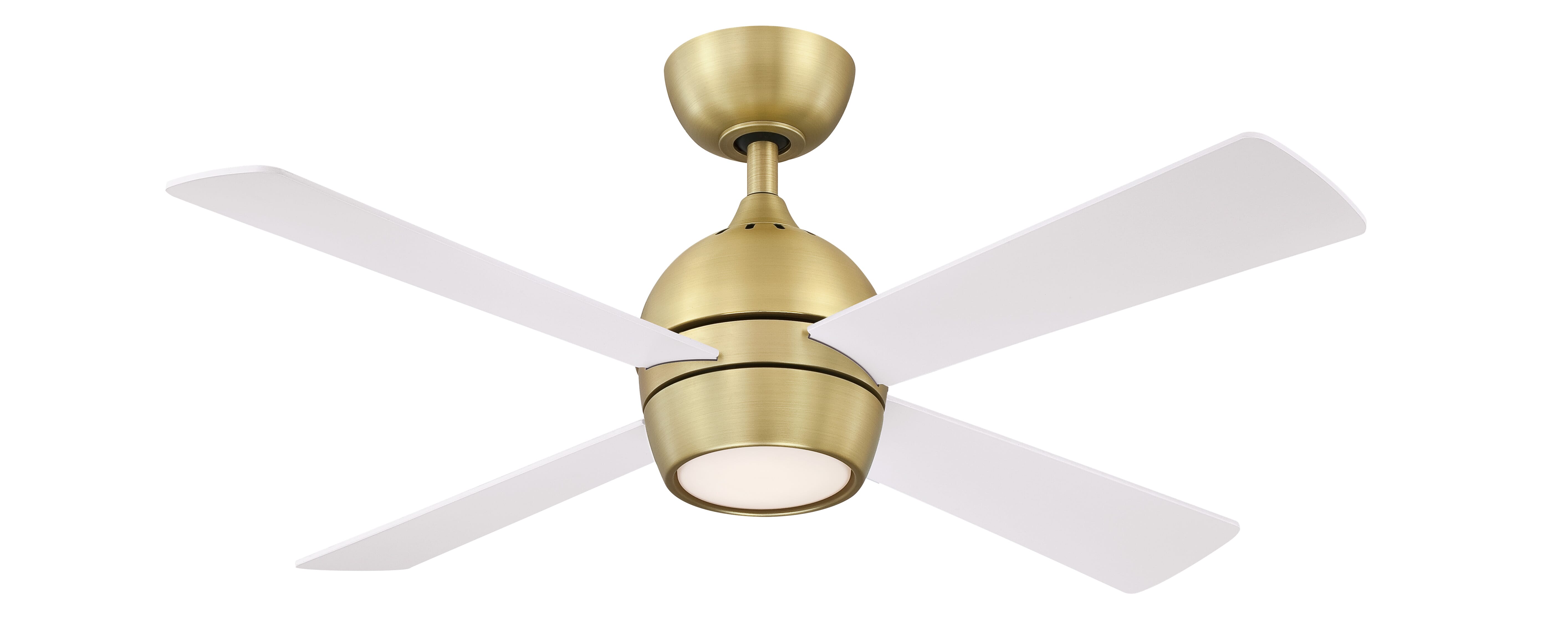 Fanimation Kwad 44" LED Indoor Ceiling Fan in Brushed Satin Brass with Opal Frosted Gla