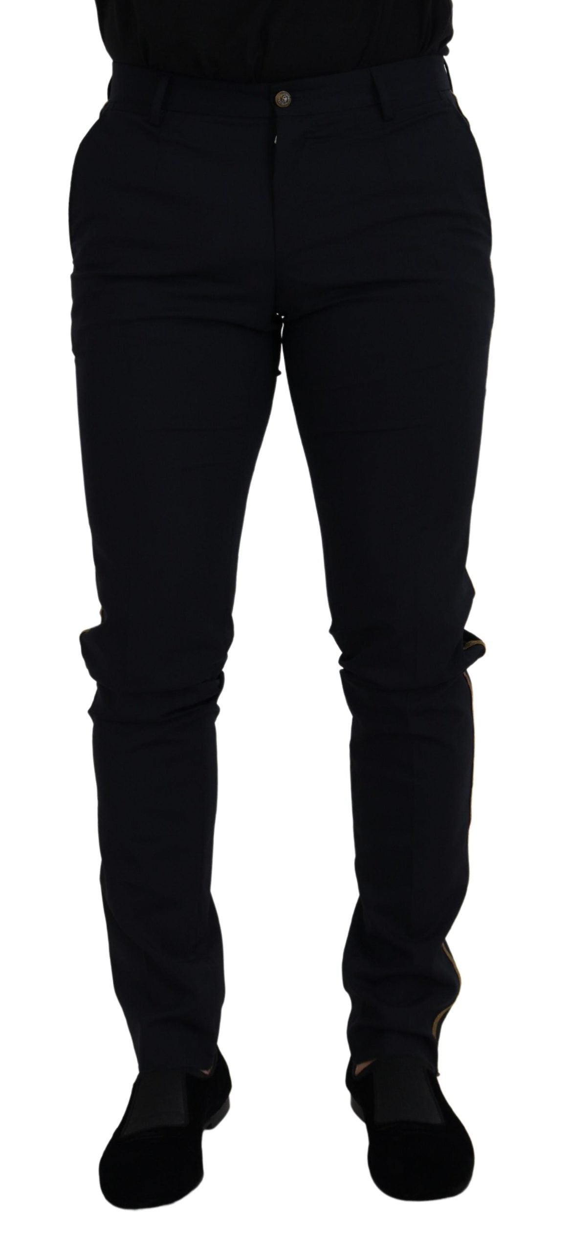 Wool Slim Formal Trousers — Black
