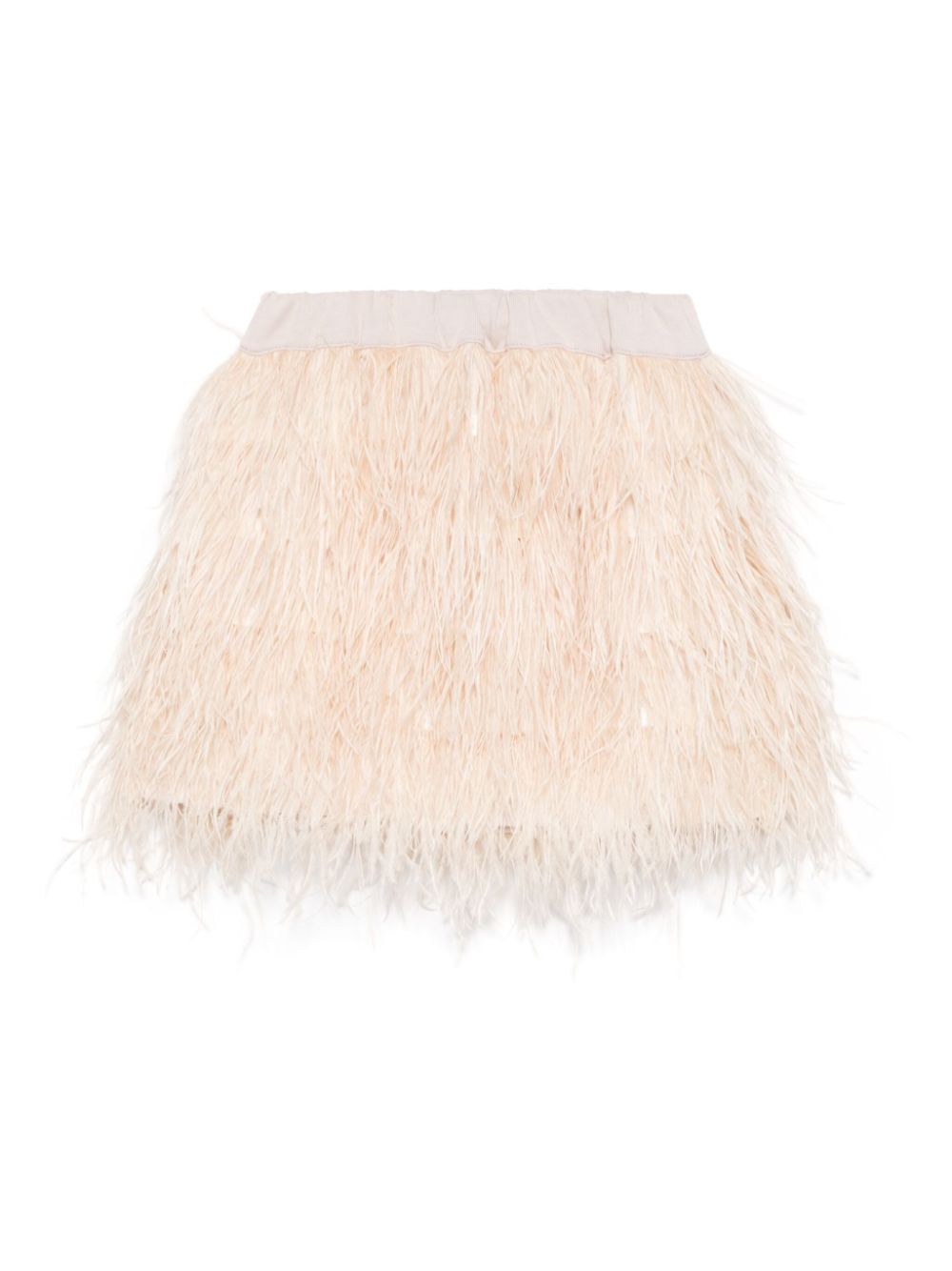 Feather-embellished skirt - Neutrals