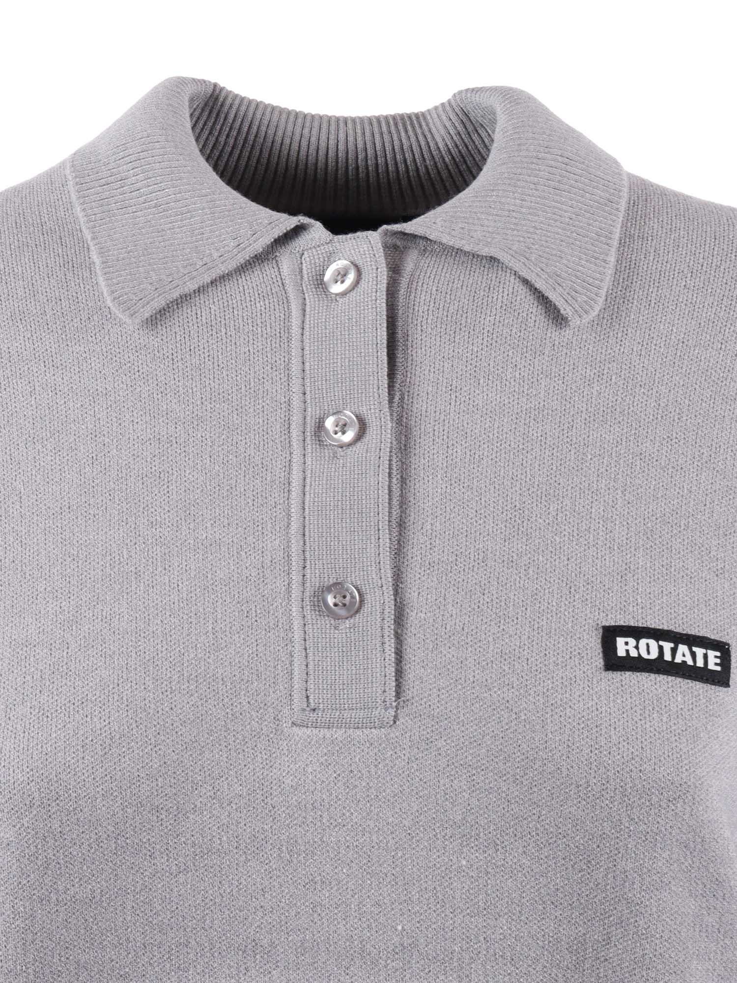Rotate Slinky Knit Polo Alloy Light Gray Regular Fit