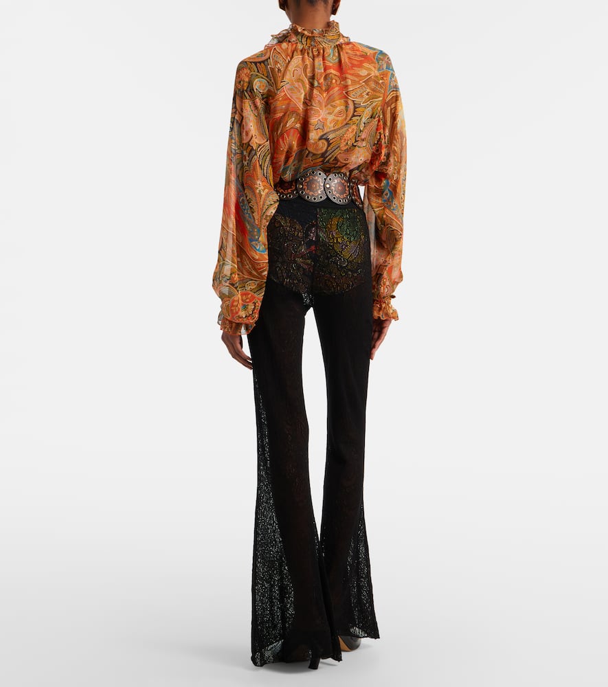 Cotton lace flared pants