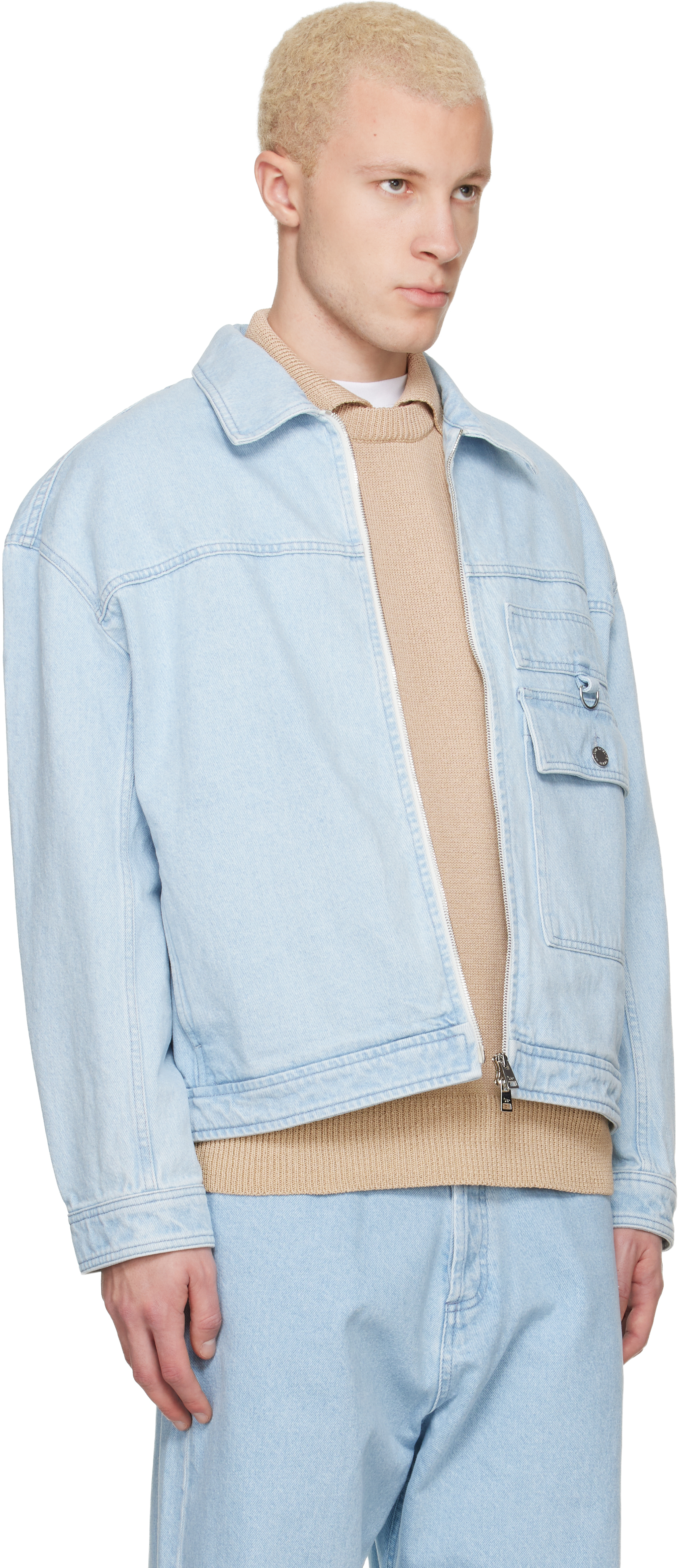 Blue Zipped Denim Jacket