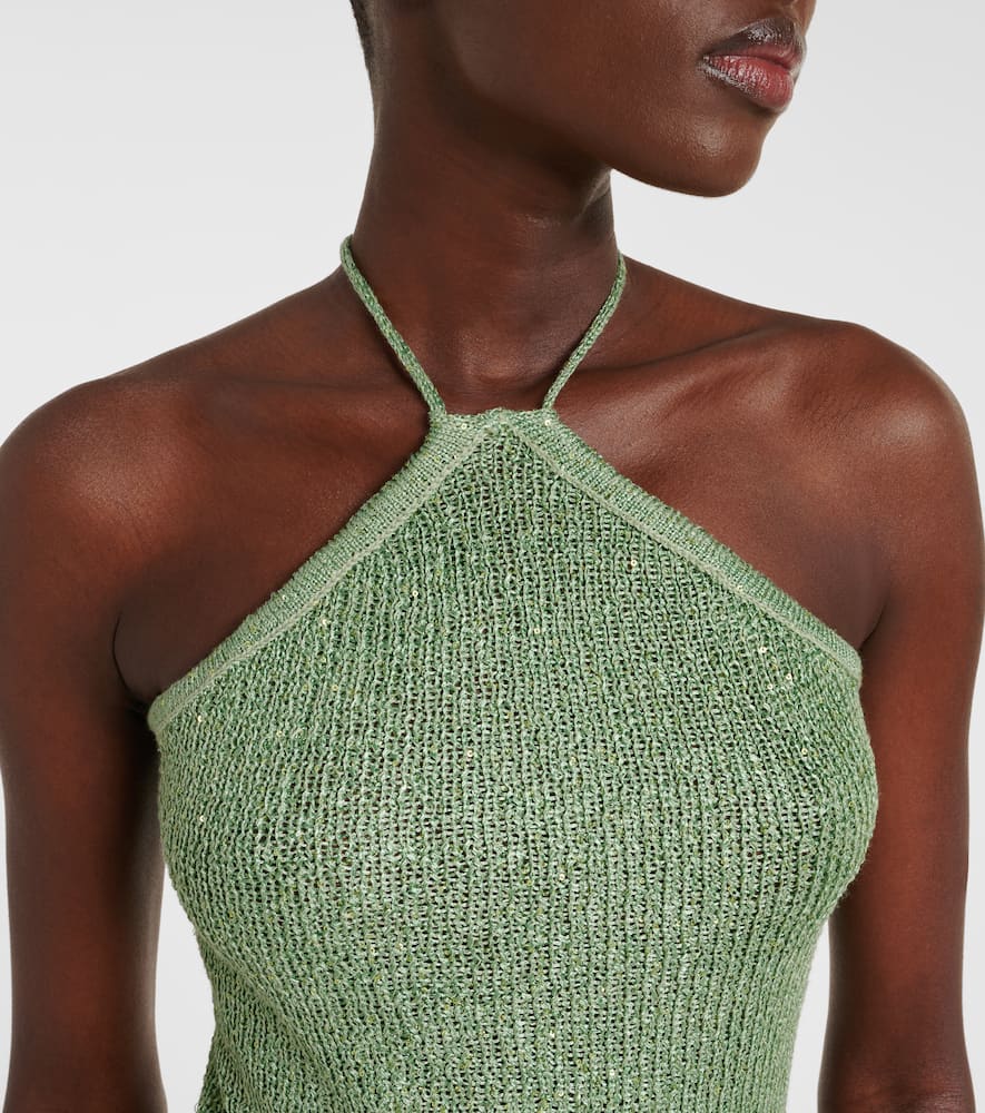 Liz sequined knitted halterneck top