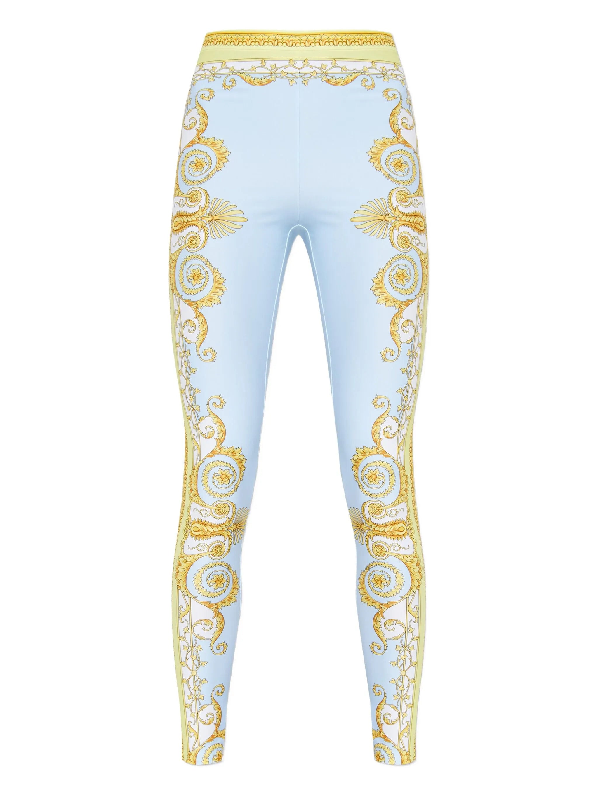 Spring Baroque Print Elastic Waist Trousers for Women