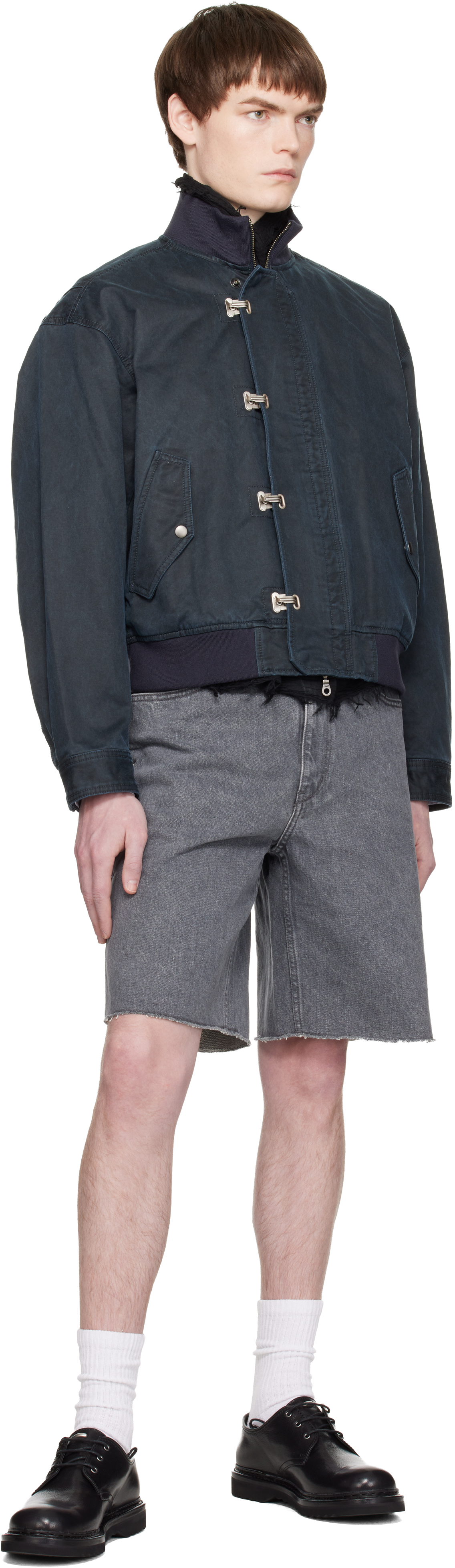 Navy Washed Deck Hook Lip Bomber Jacket