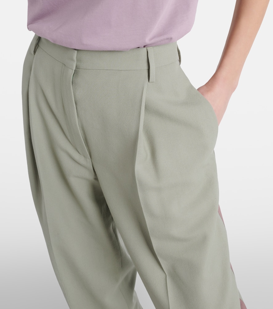 Mid-rise wool straight pants