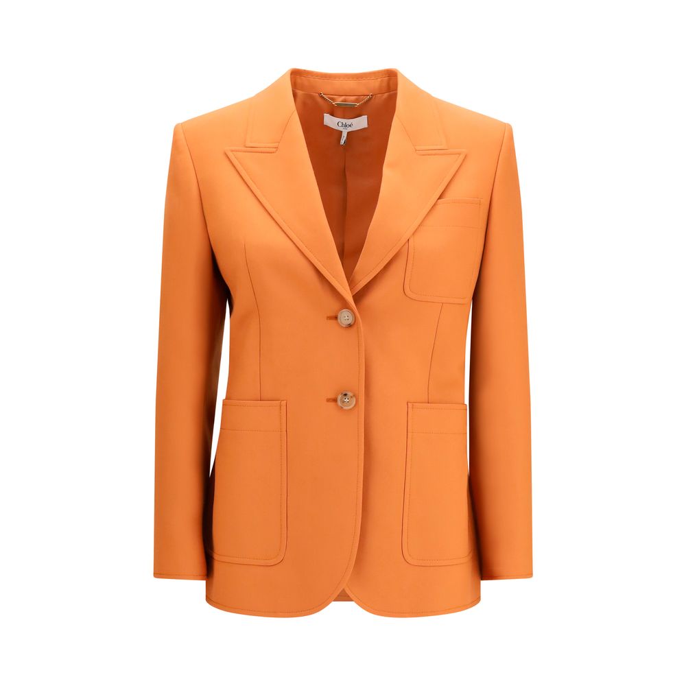 Merino Wool Gabardine Blazer — Orange