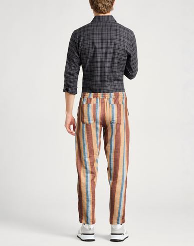 Man Pants Brown Size M Linen, Polyamide