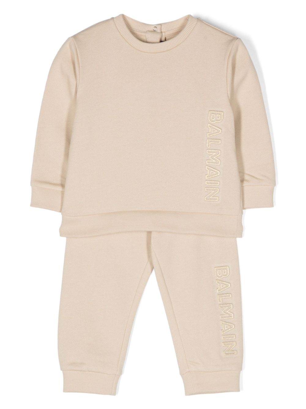 Logo-embossed cotton tracksuit - Neutrals