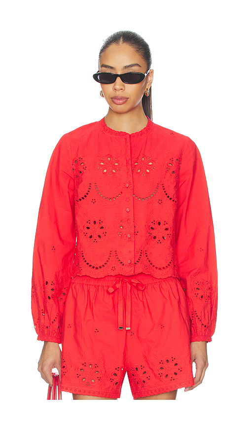 CAMI NYC Kalena Cotton Blouse in Red. XXS. Also in XS, S, M