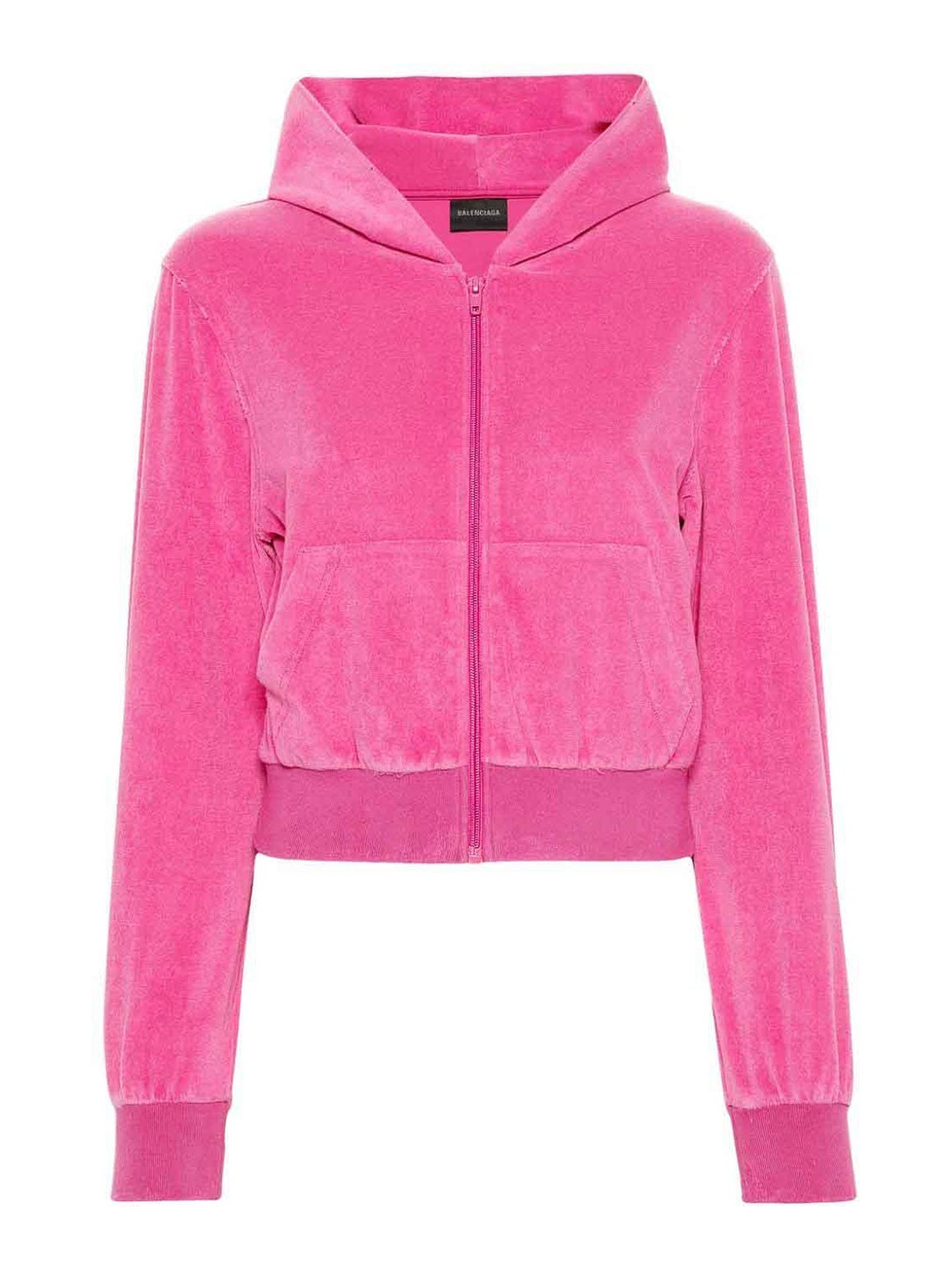 -Rhinestone Logo Hoodie Felpe Fucsia-Donna
