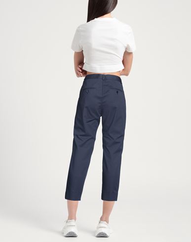 Woman Pants Navy Size 12 Cotton, Polyamide, Elastane