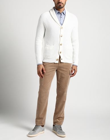 Man Cardigan Ivory Size 42 Cotton