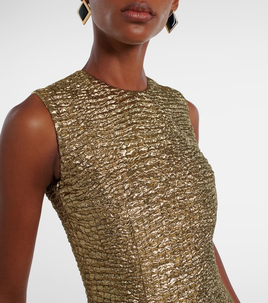 Mara metallic-effect seersucker midi dress