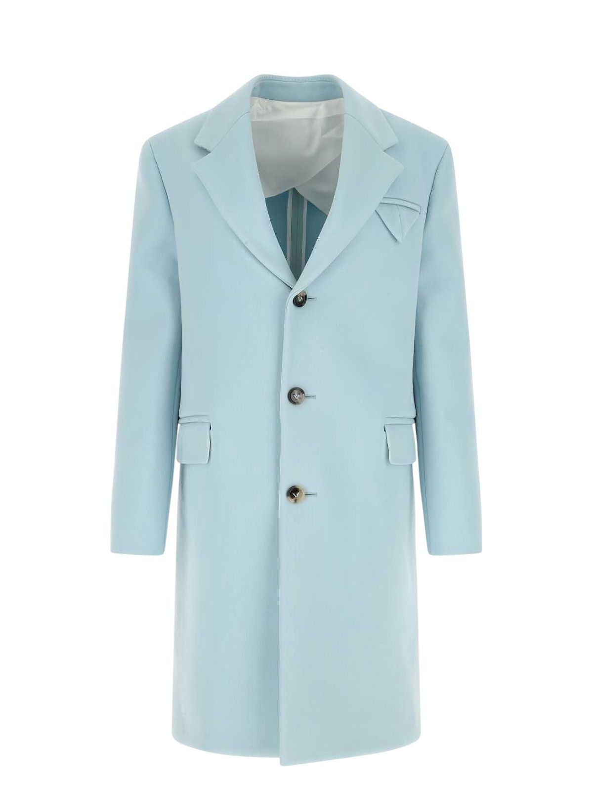 Bottega Veneta Women's Pastel Light-Blue Tricotine Coat in Light Blue | Size 40 | 709408V25K0 Color 8955