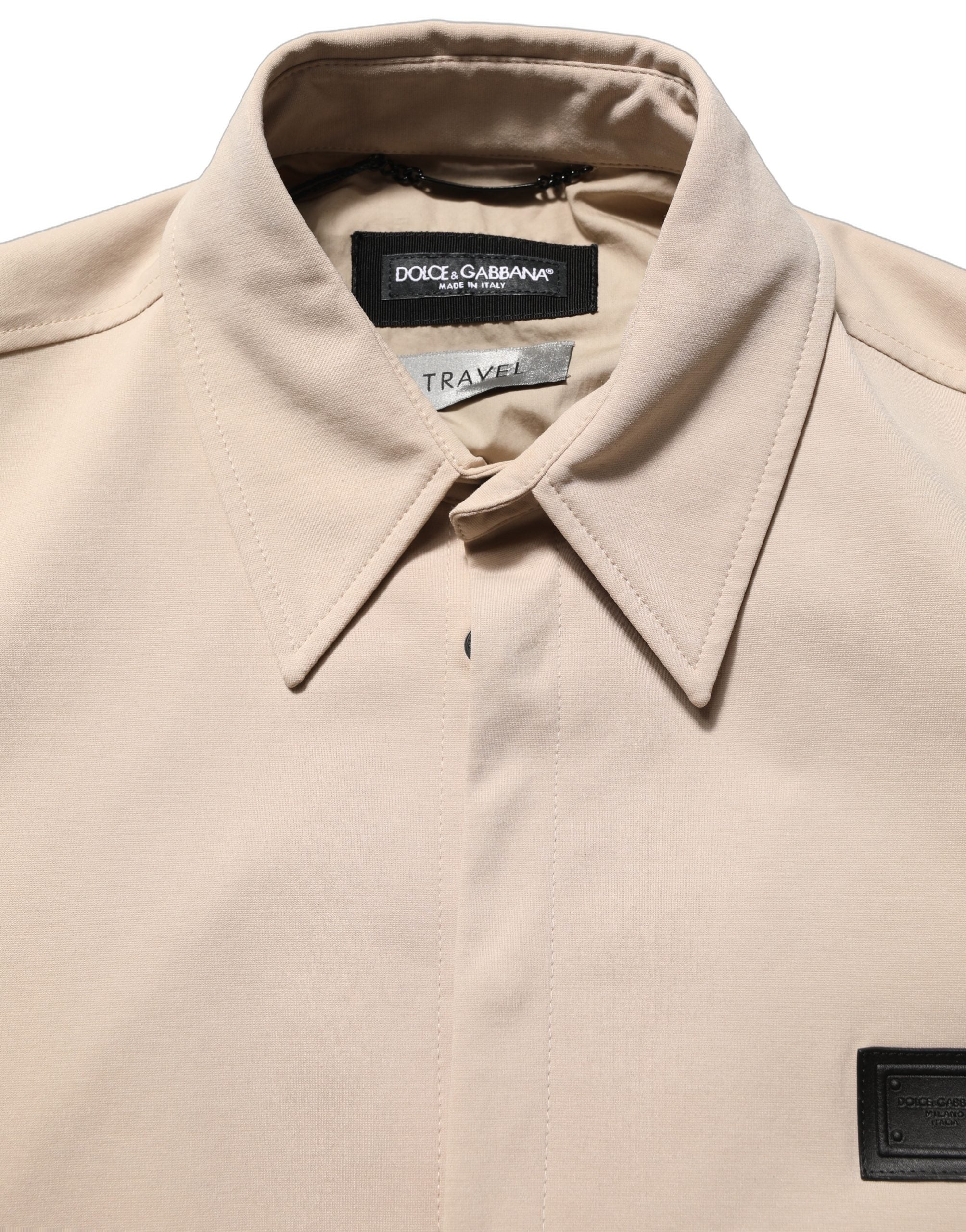 Logo Cotton-Blend Overshirt — Beige