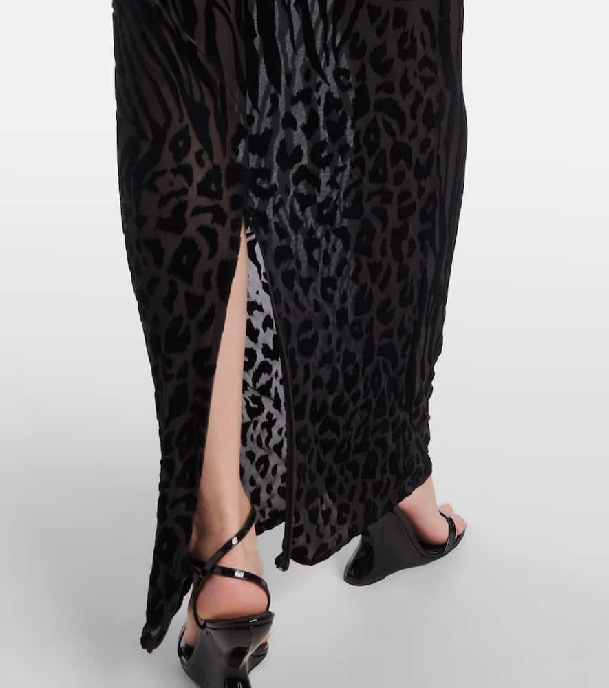 Sheer animal-print devoré maxi dress