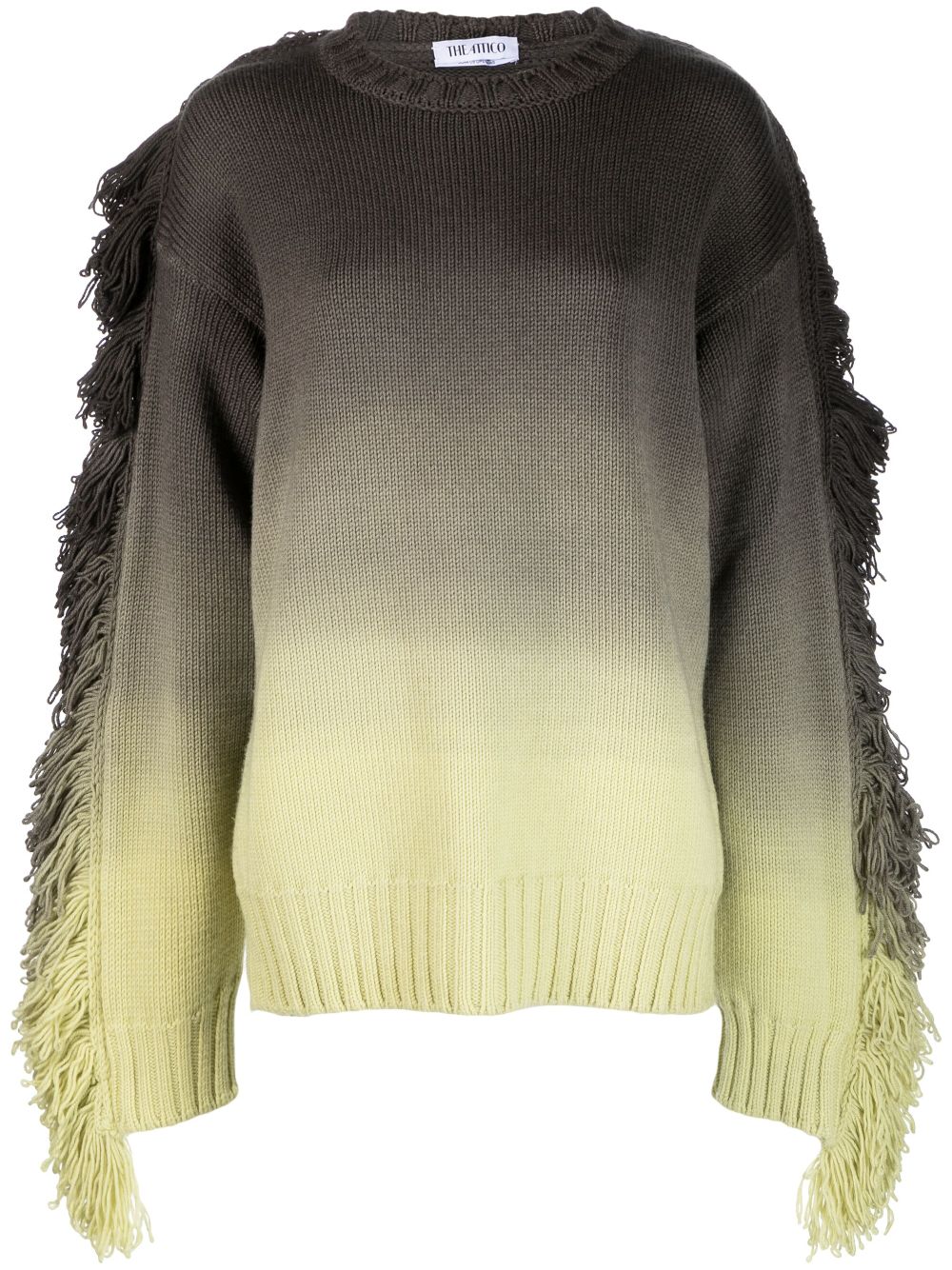 Rundie fringe-trimmed ombré sweater - Grey