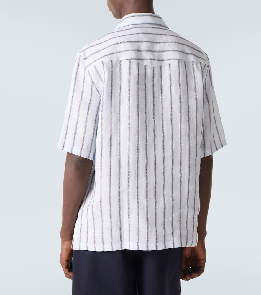 Striped linen bowling shirt