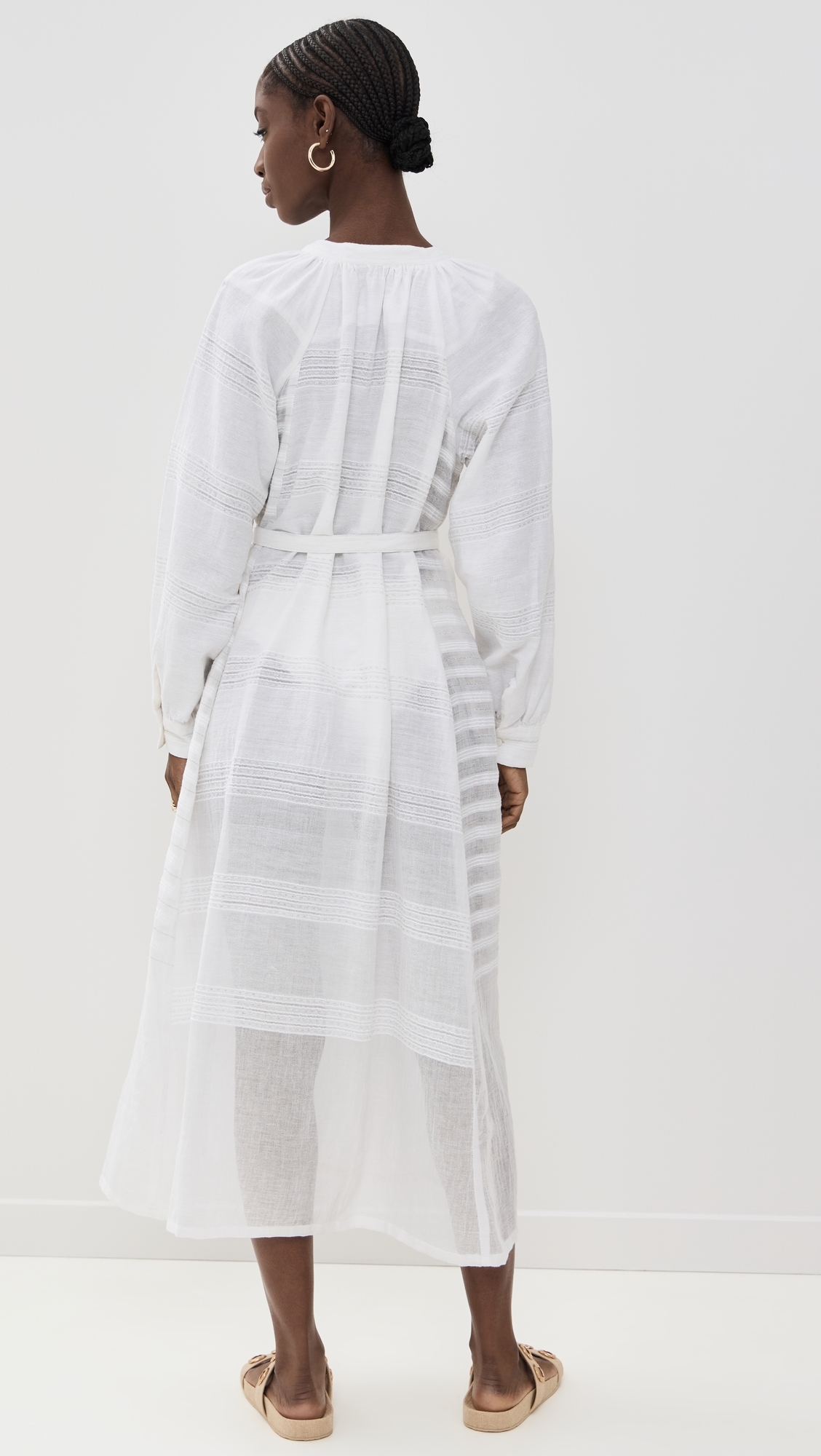 Makeda Button Up Dress Abira White