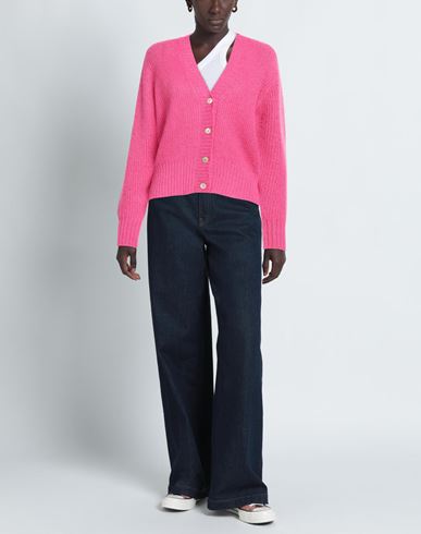 Woman Cardigan Fuchsia Size M Mohair wool, Polyamide, Linen, Cashmere, Wool