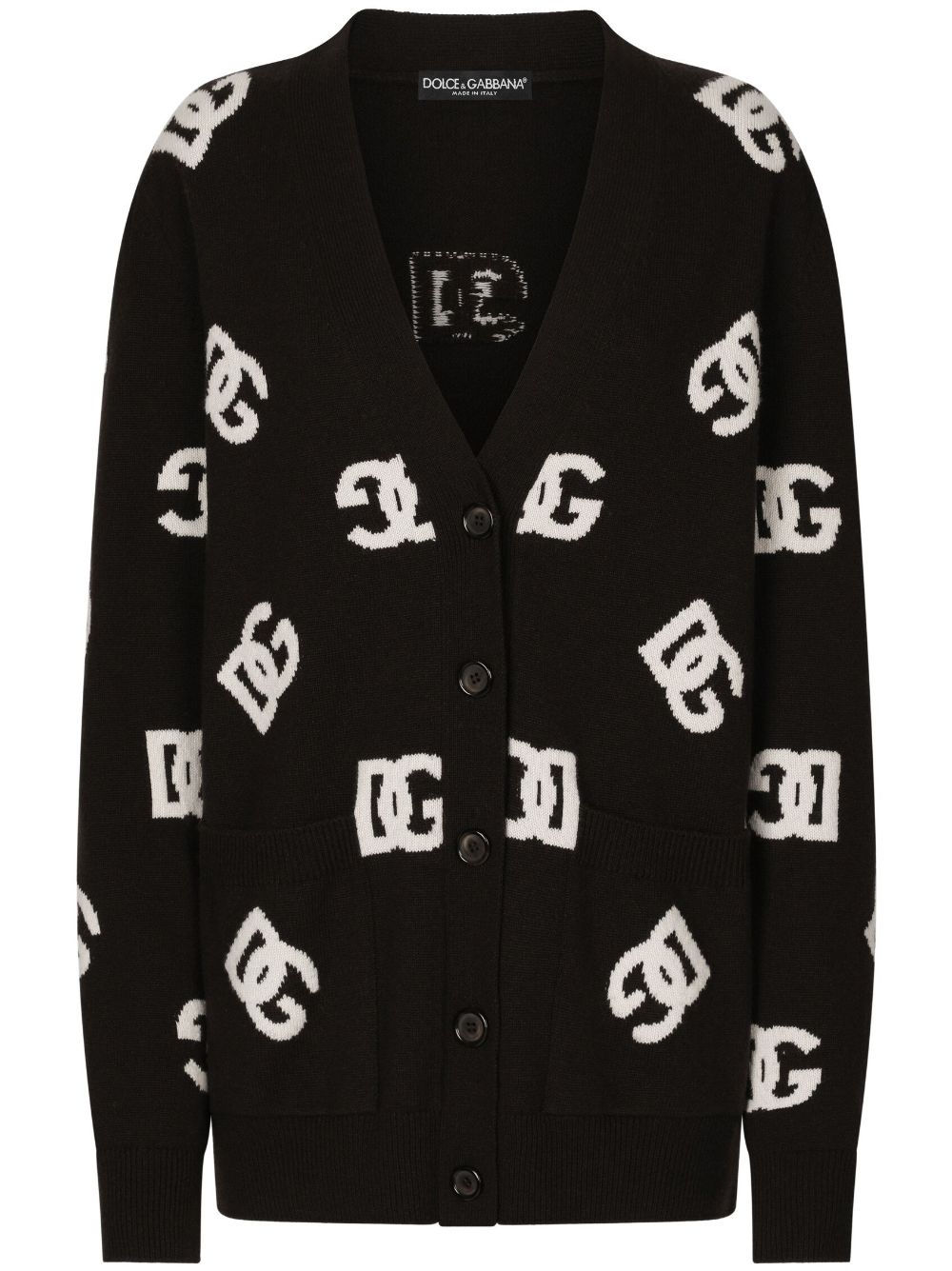 DG monogram virgin wool cardigan - Black