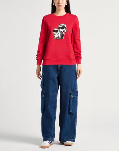 Woman Sweatshirt Red Size M Organic cotton, Recycled polyester