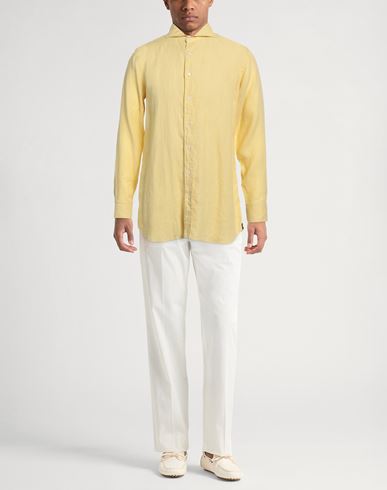 Lardini Man Shirt Yellow Size 16 Linen