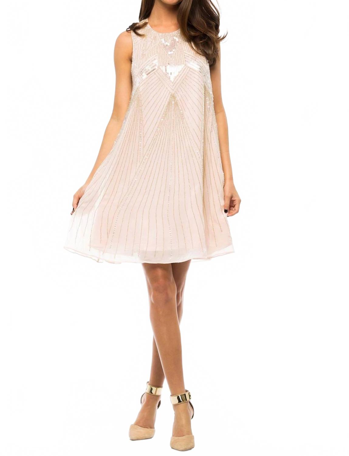 Peony Embellished Sequin Mini Dress In Blush Crystal