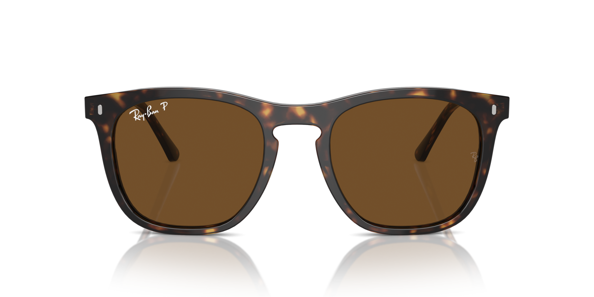 Ray - Ban Unisex Ray - Ban RB2210 902/57 Sunglasses Acetate Turtle Brown Squared Polarized
