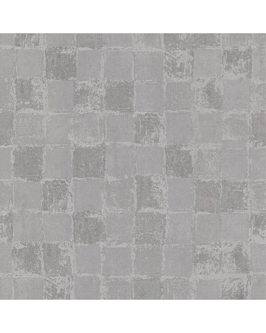 A-Street Prints Varak Silver Checkerboard Wallpaper