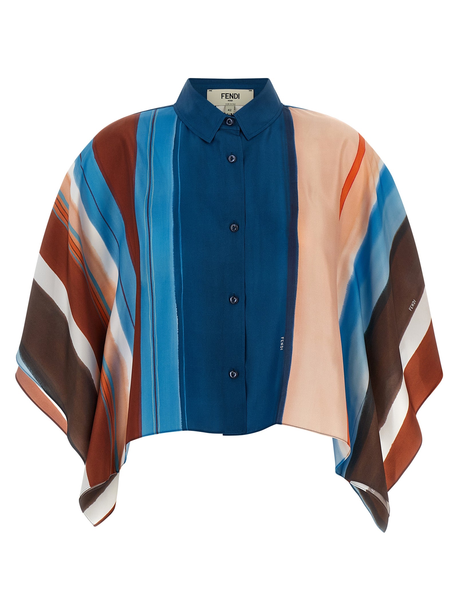 Venetian Stripes Silk Blouse — Blue