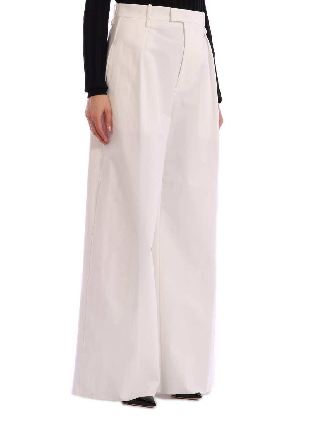 High-waisted wide-leg trousers