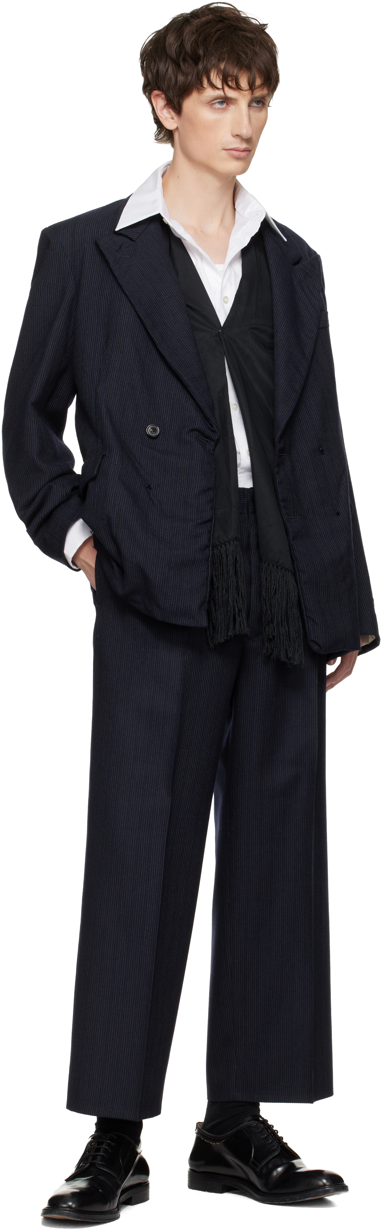 Navy Striped Trousers